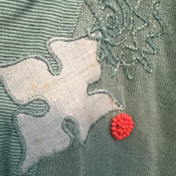 Vintage Marc D’alcy Sweater 80s Women’s Embroidery Embellished Size Small Green - Picture 11 of 12